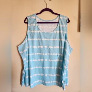Kim Rogers Plus Size Womens Sleeveless Top Blue White 4X